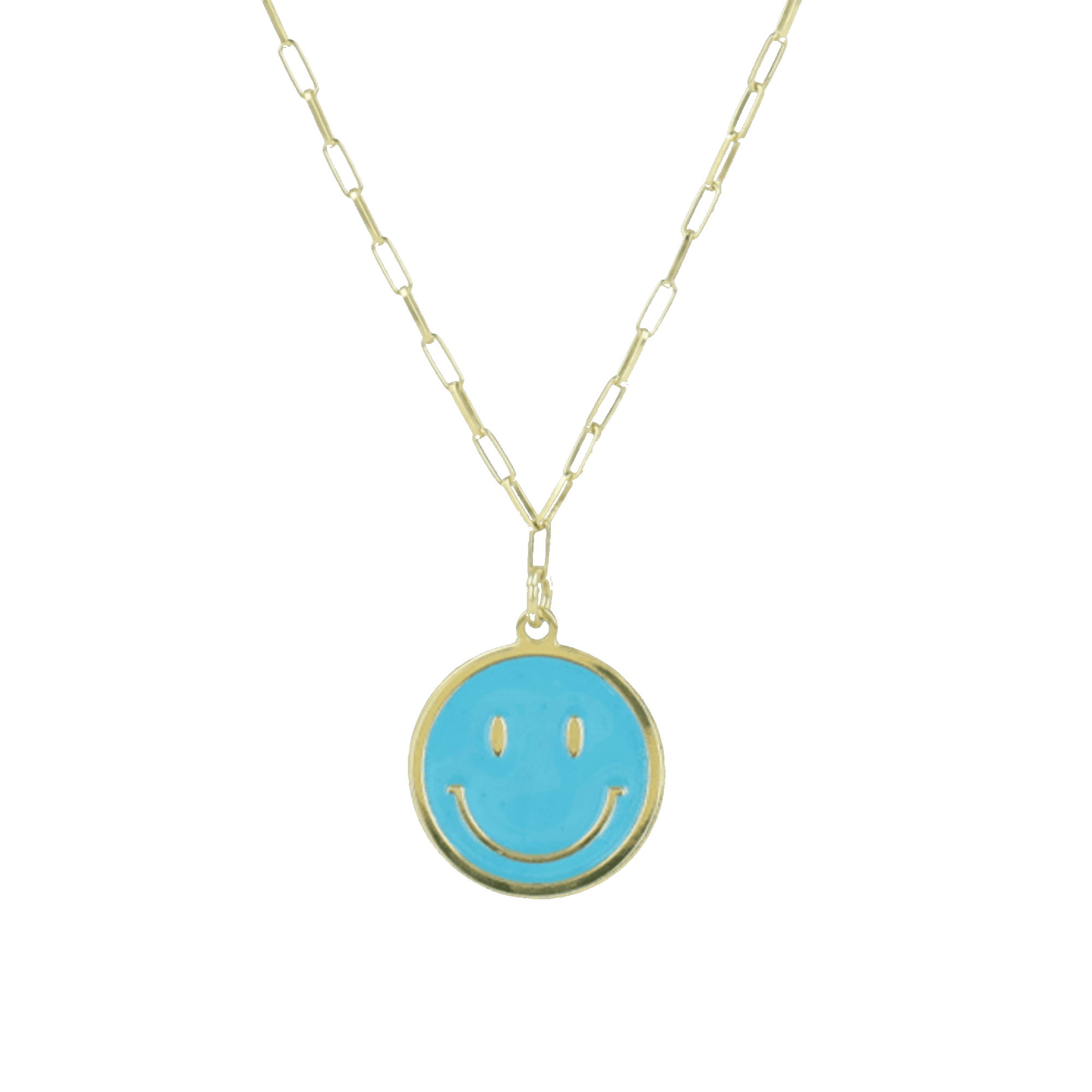Smiley ketting emaille turquoise