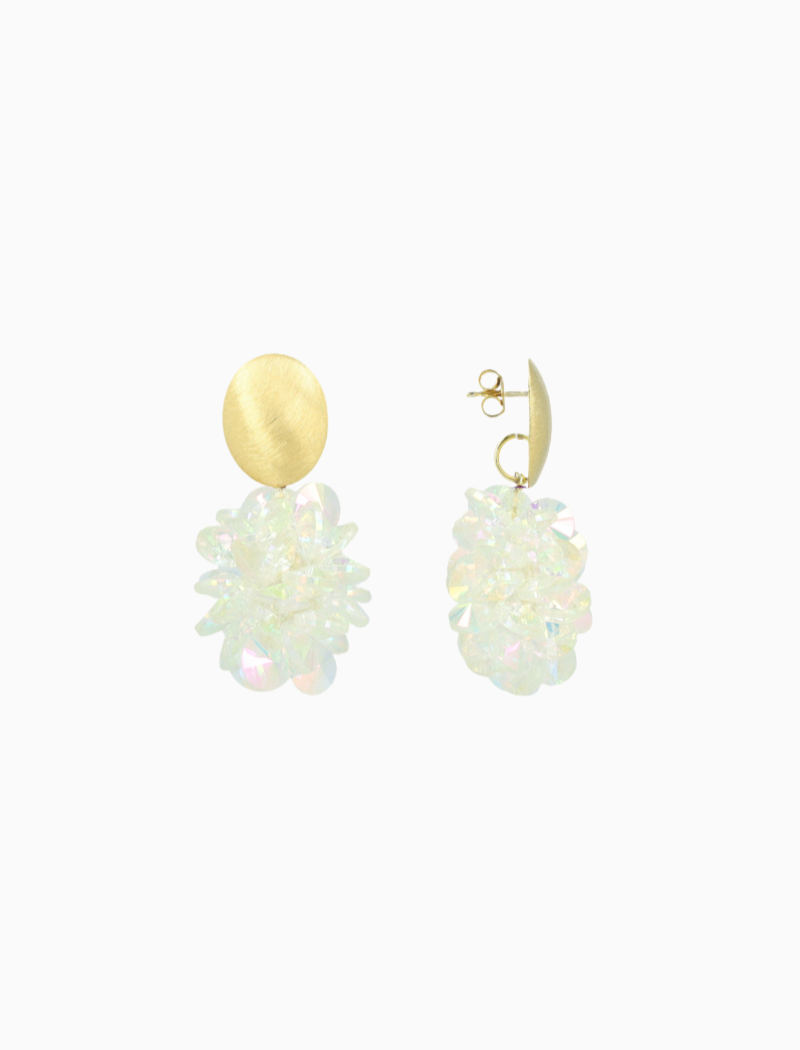 Crystal Holo Earrings Thick Oval Crystal Sequins Sam