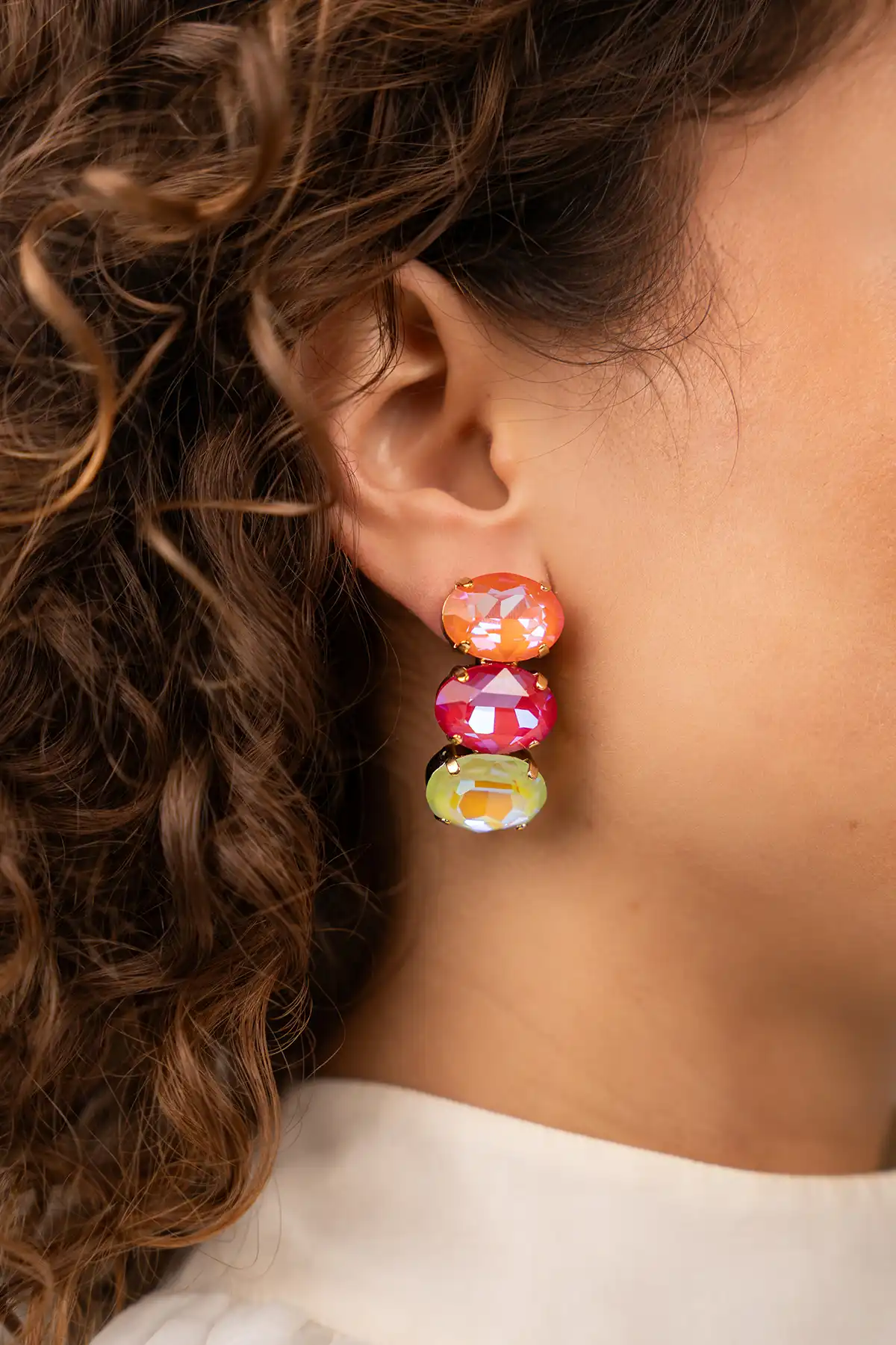 Orange fuchsia earrings Maudi tripple oval strasslott-theme.productDescriptionPage.SEO.byTheBrand