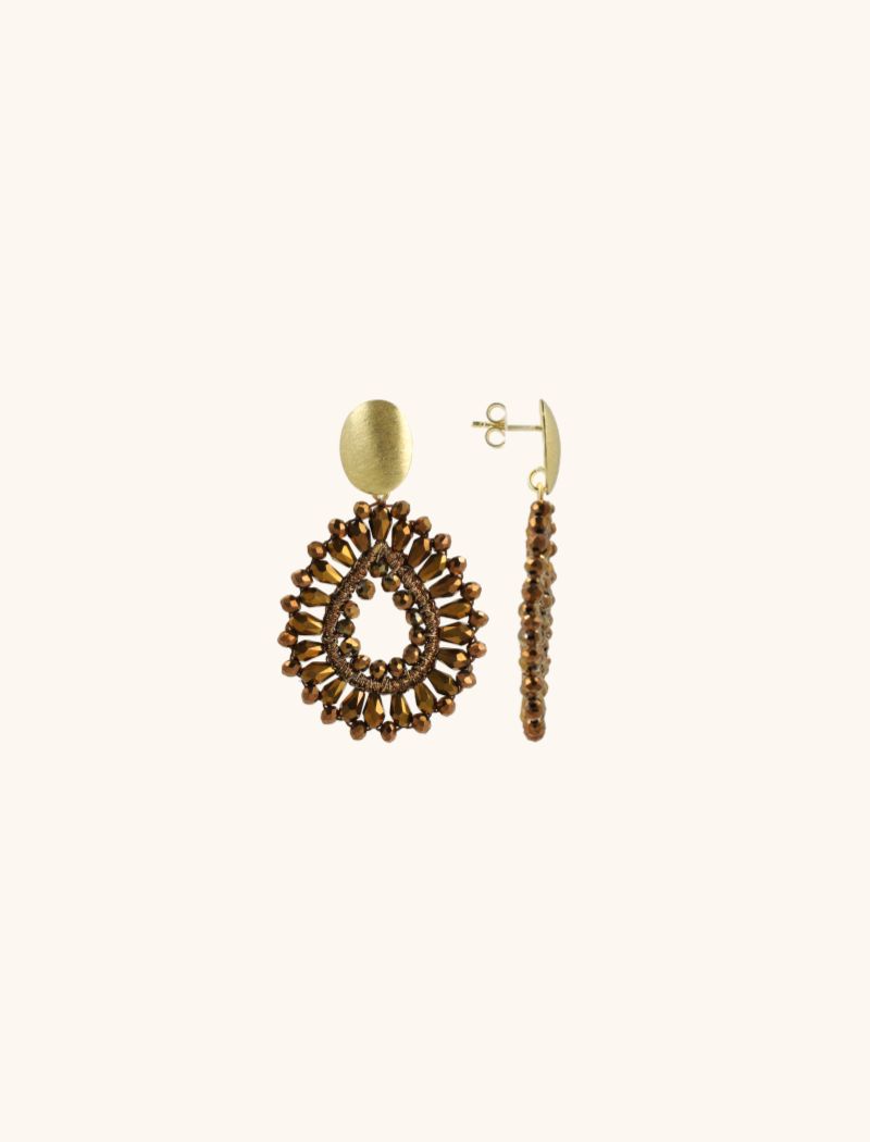 Koperen Oorbellen Silk Drop Crystal Small