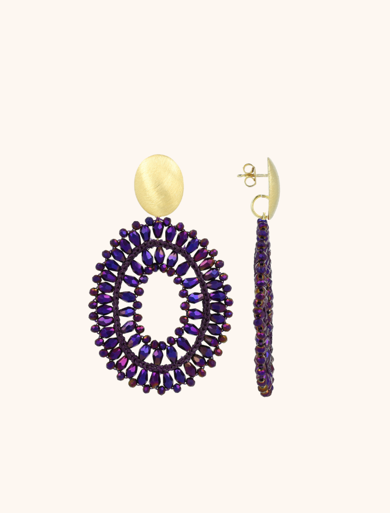 Metallic Lila Ohrringe Noa Oval L