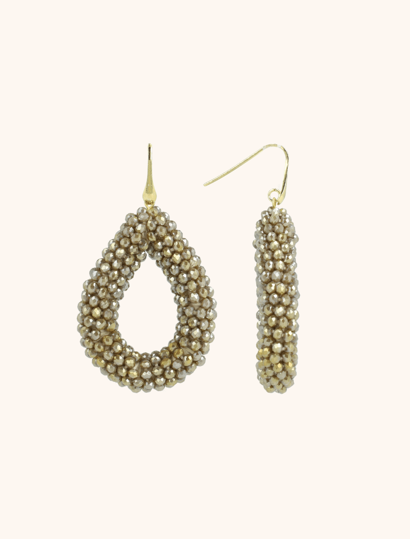 Metallic Beige Earrings Berry Drop L