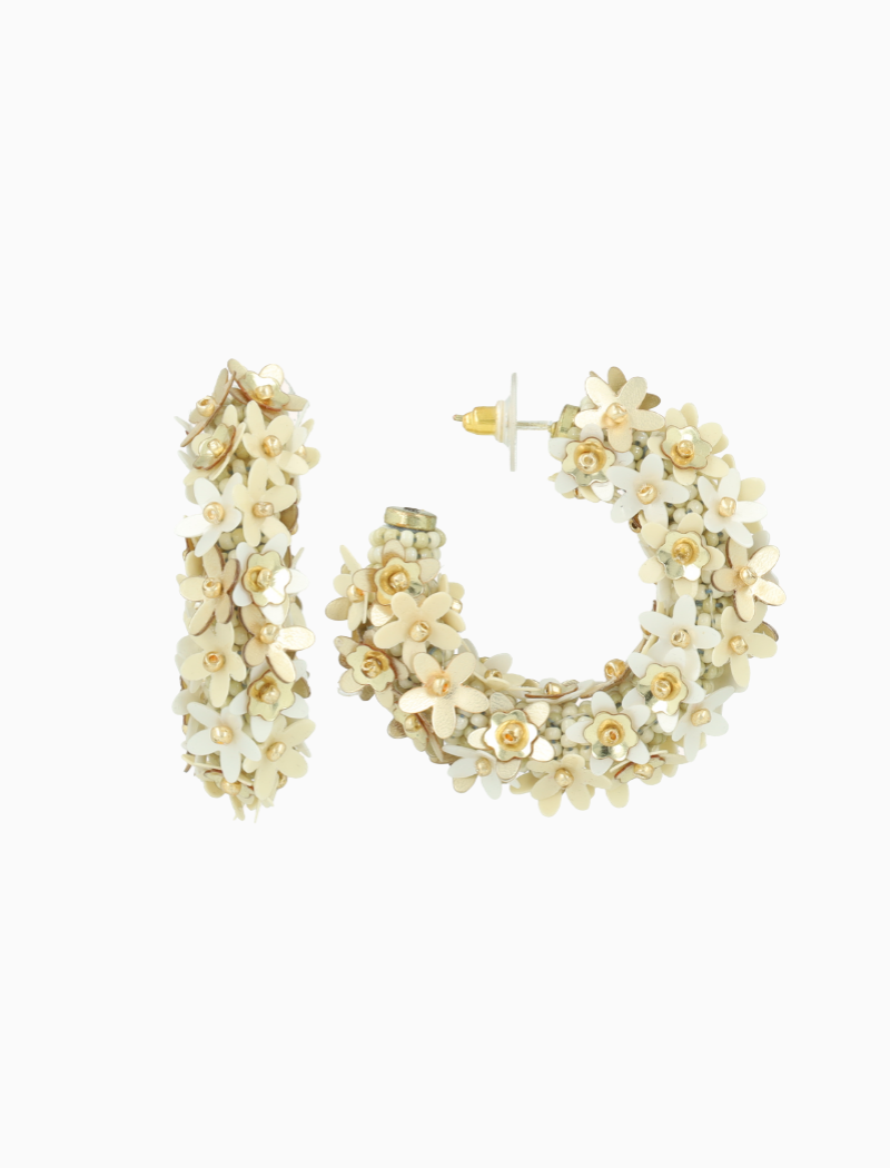 Mixed Gouden Sequin Flower Creool Oorbellen M