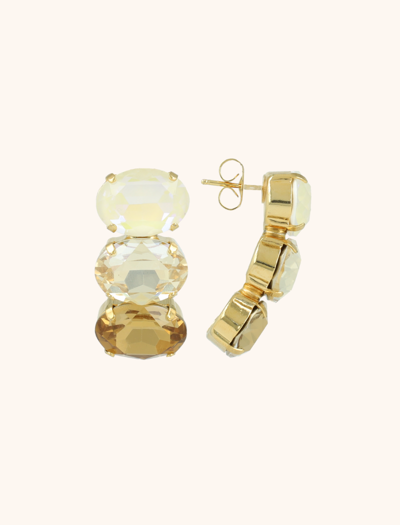 Schattierter Mix Ohrringe Gracia Vertical Oval Three Stones  
