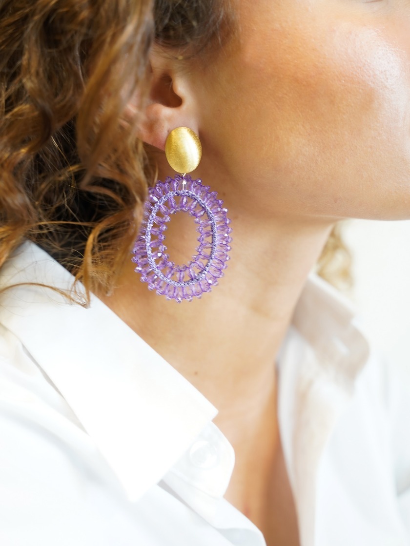 Purple Earrings Oval Noa L