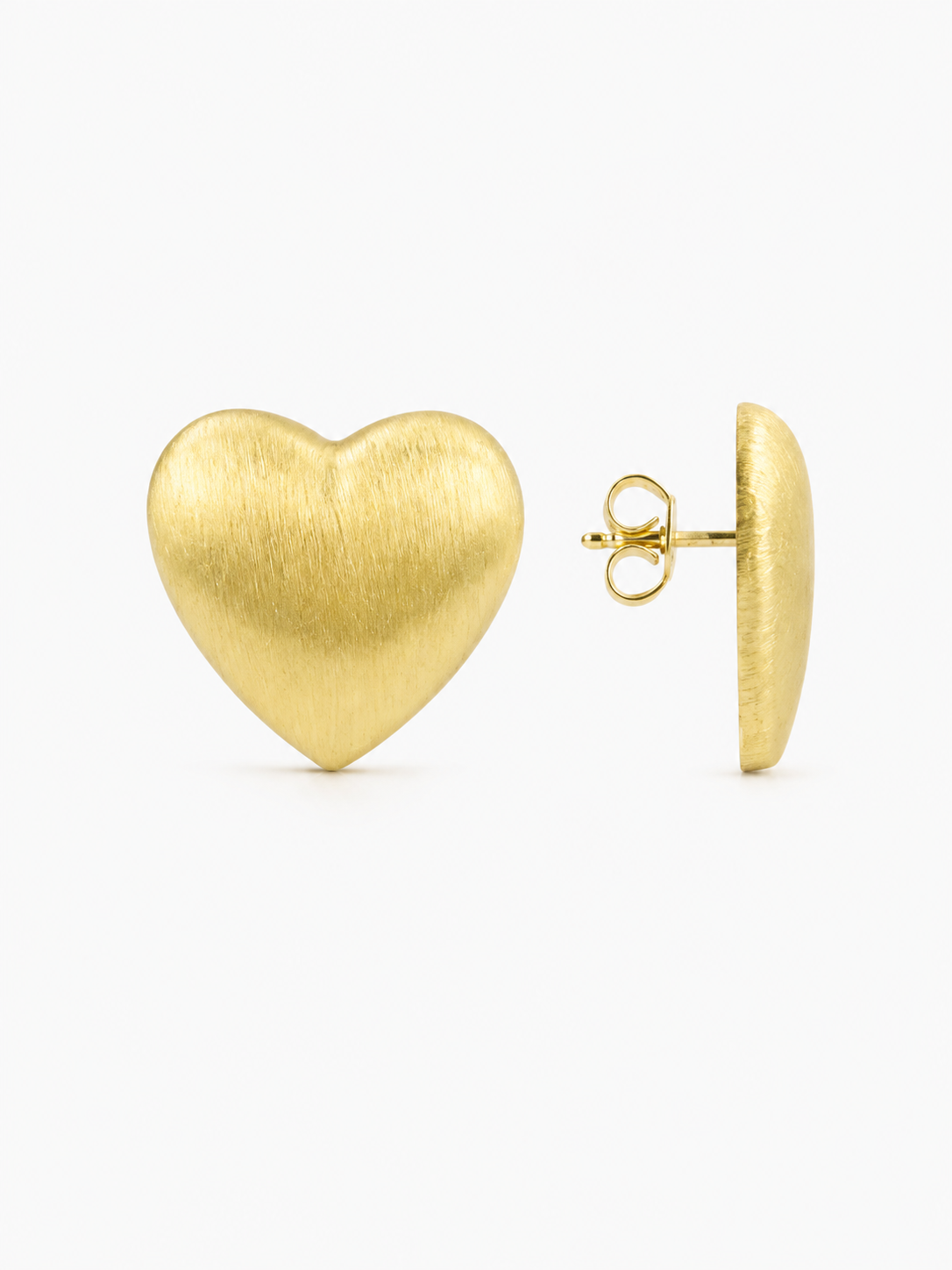 BRASS - Gold Earring Heart M Brushed