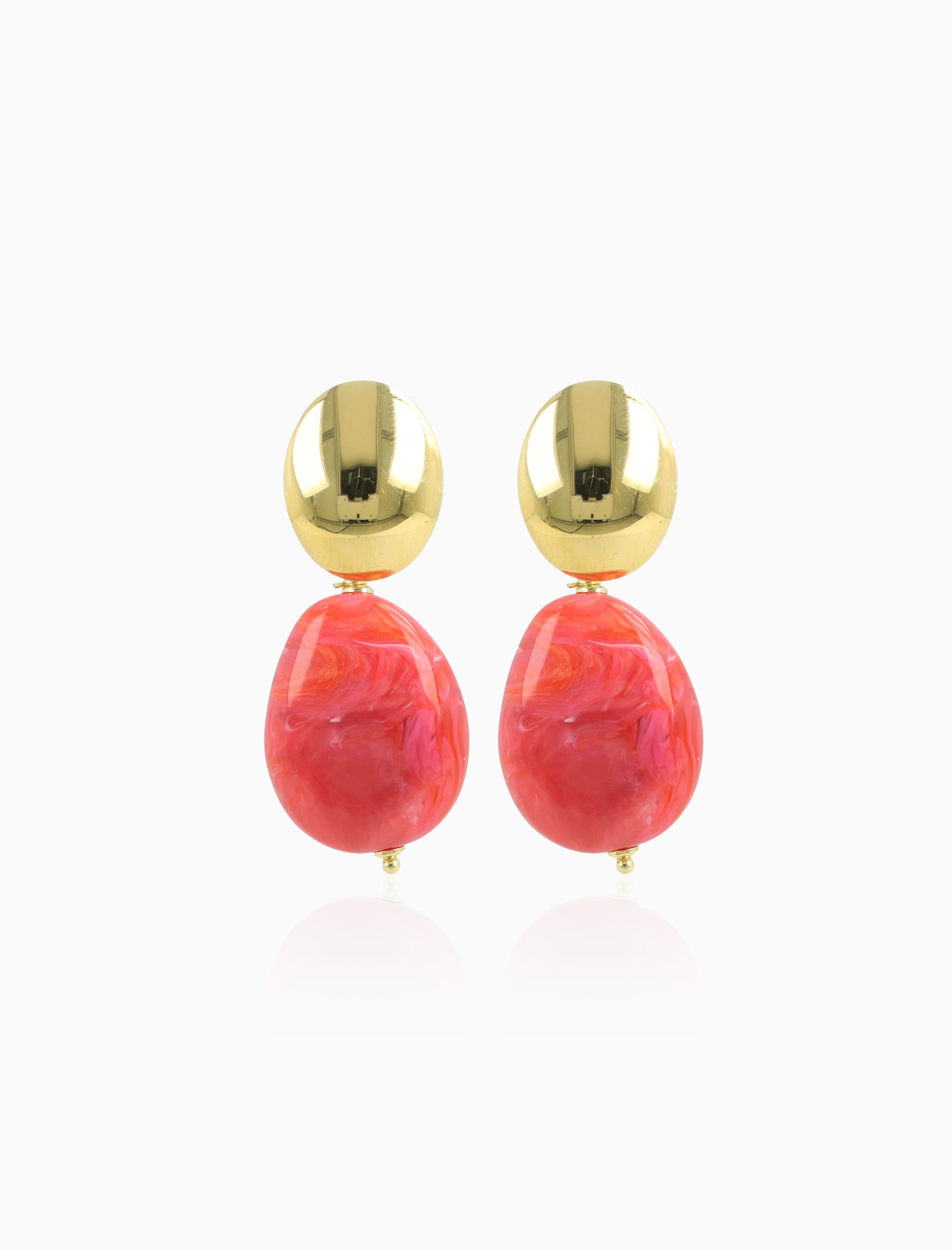 Pink Marble Oorbellen Amber Squeezed Drop