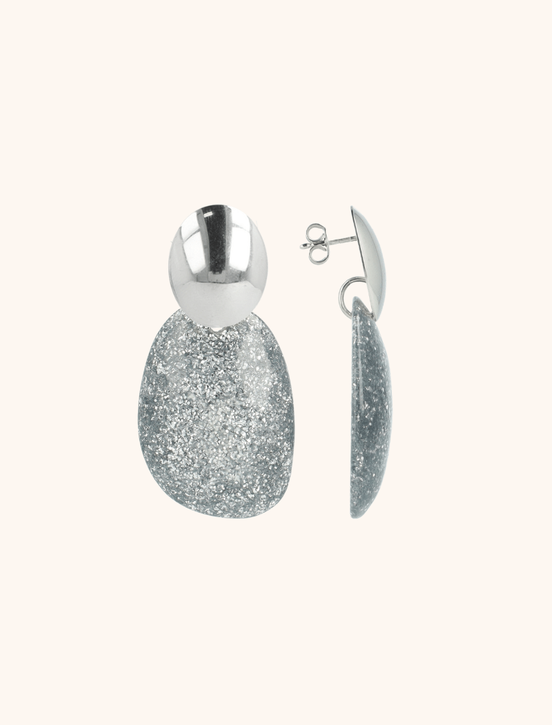 Zilveren Glitter Oorbellen Little Sara Asymetrisch Ovaal Slott-theme.productDescriptionPage.SEO.byTheBrand