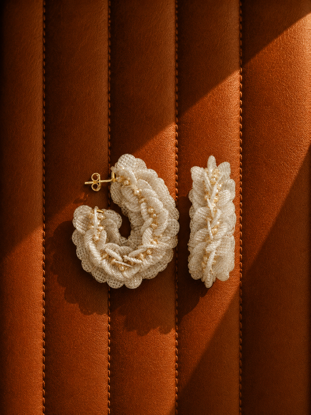 Beige Oorbellen Eva Oval Creool XL