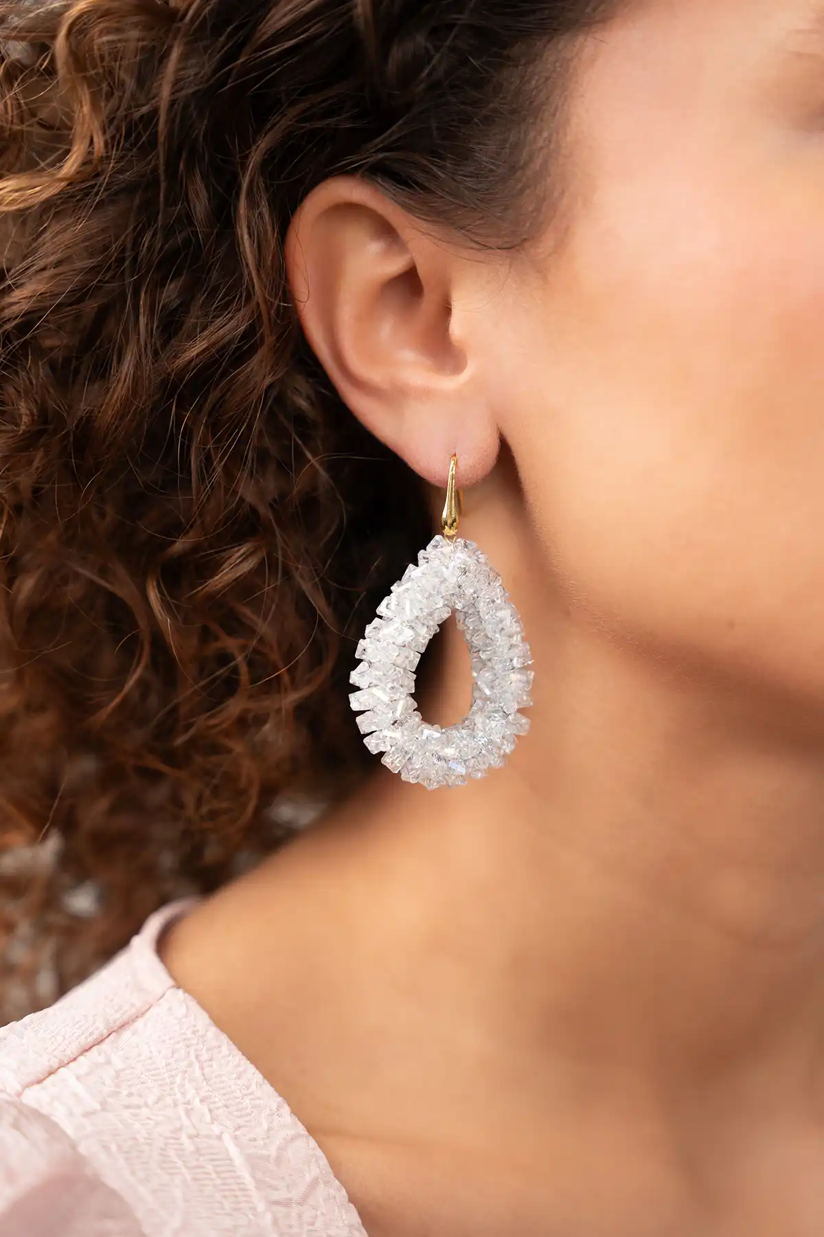 Crystal Silver Oorbellen Marieke Drop L. Raw