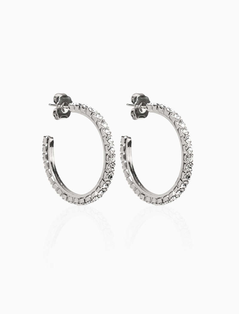 Zilveren Oorbellen Tennis Creool Fine Stones M Noor