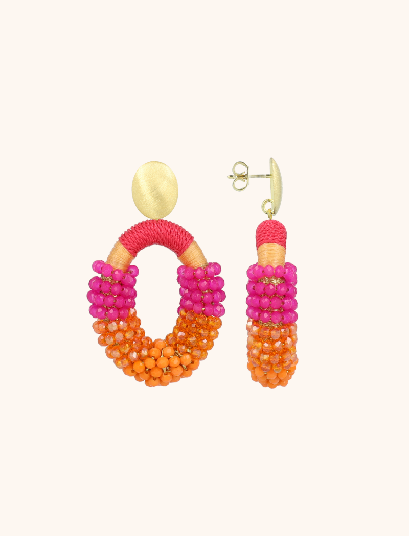 Fuchsia Oorbellen Yara Combi Oval M
