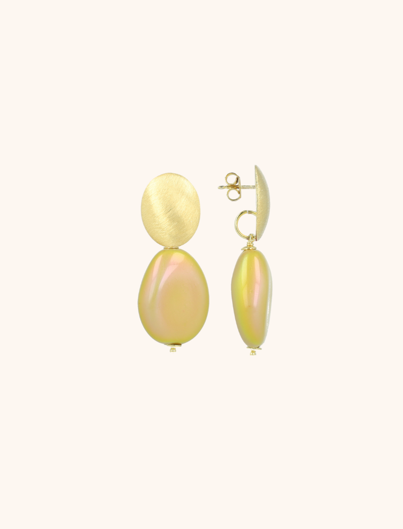 Metallic Mustard Oorbellen Amber Squeezed Drop