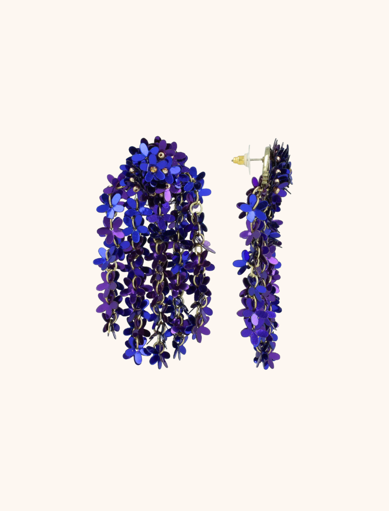 Blauwe Oorbellen Sequin Flower Rain Fleur