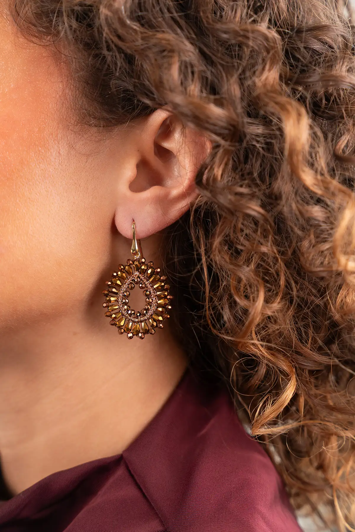 Koperen Oorbellen Silk Drop Crystal Small