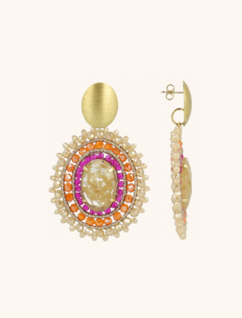 Fuchsia Mandarine Ohrringe Jamie Oval L mit Stein