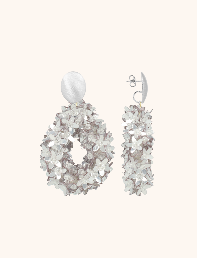 Metallisch Silber Ohrringe Ivy Flower Drop L  