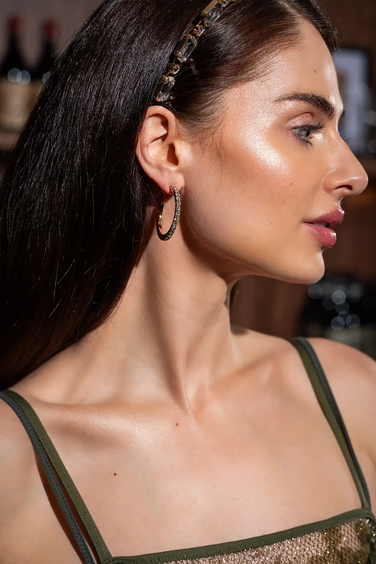 Gold Earrings Creole Fine Stones M Noor