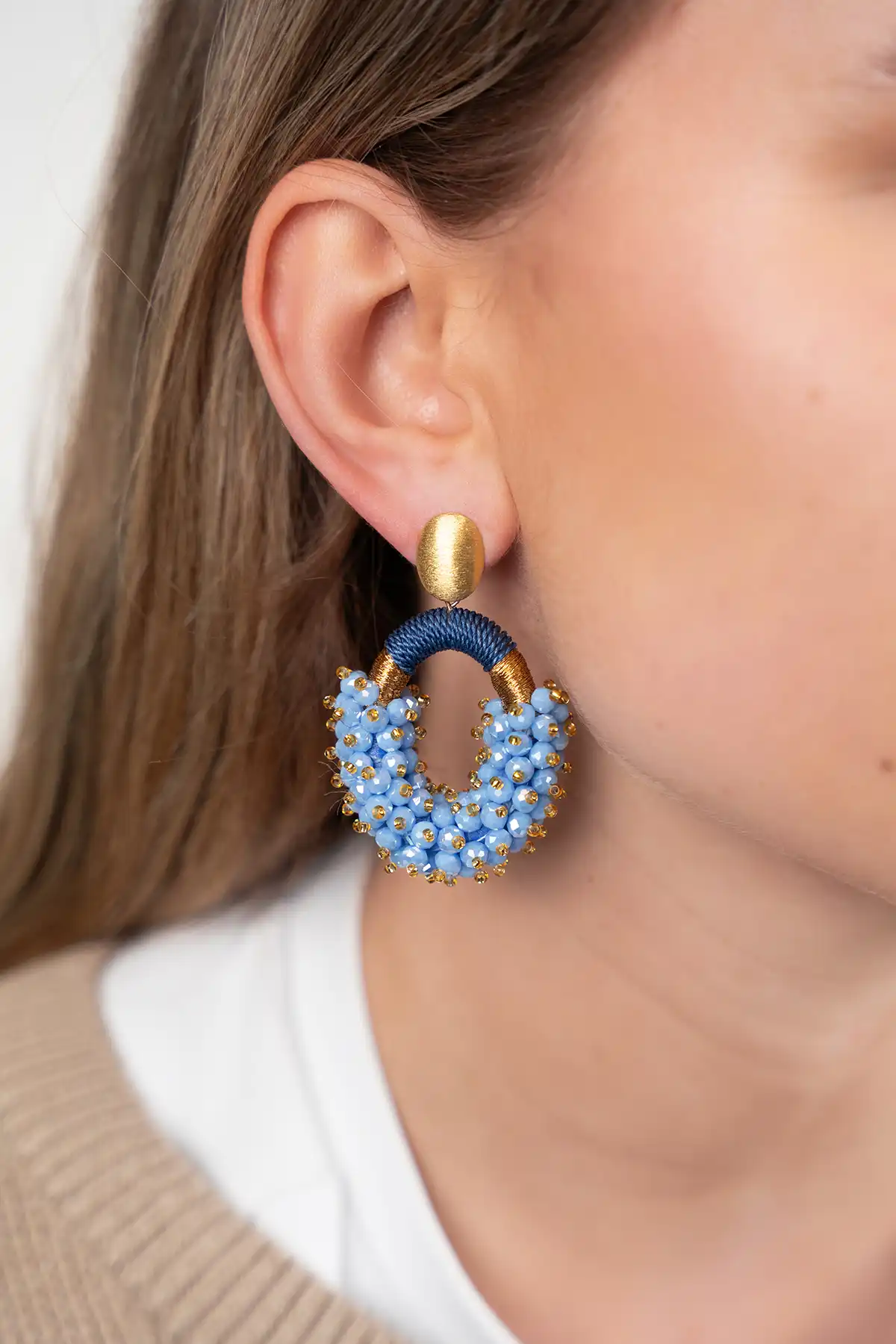 Azurblaue Ohrringe Eve Oval M