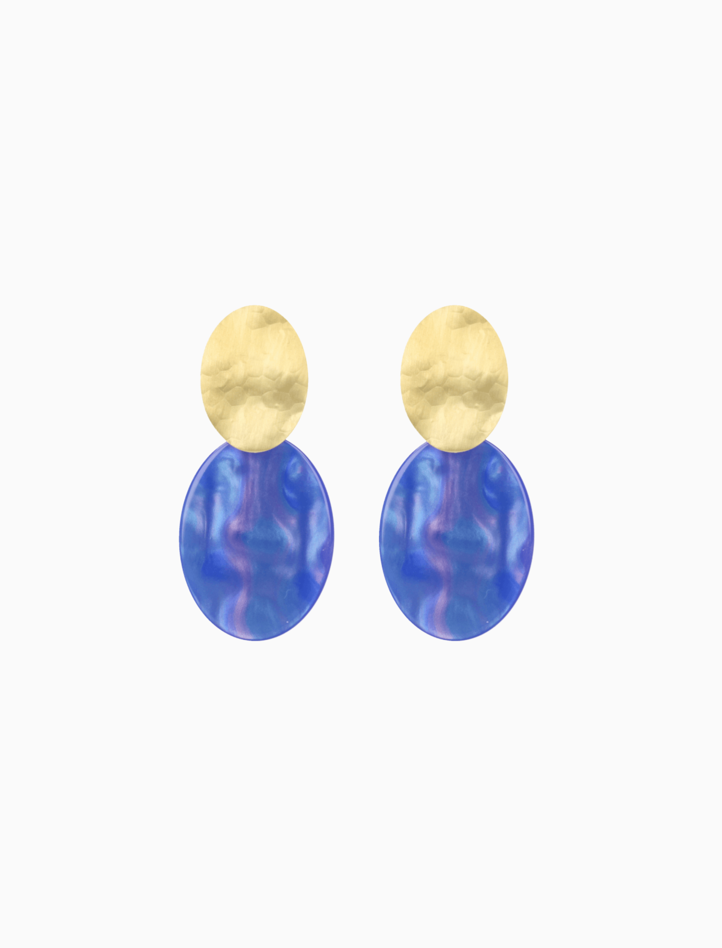 Resin Closed Oval S Milky Jeans Blue oorbellen