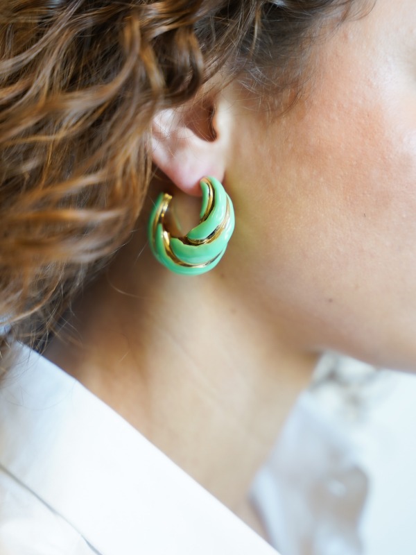 Classic earrings twist turquoise creole M