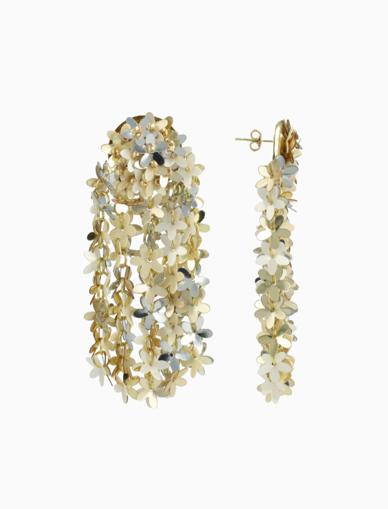 Silber Gold Sequin Flower Rain Ohrringe