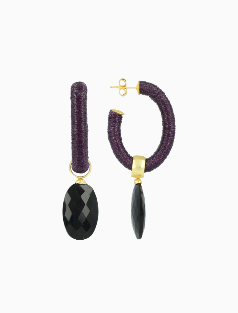 Tiefes Lila/Schwarze Ohrringe Evy Creole Oval