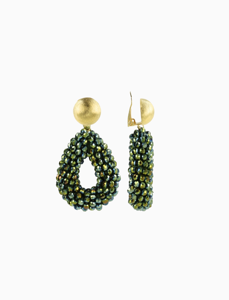 Metallic Groene Oorbellen Berry Drop S Clip