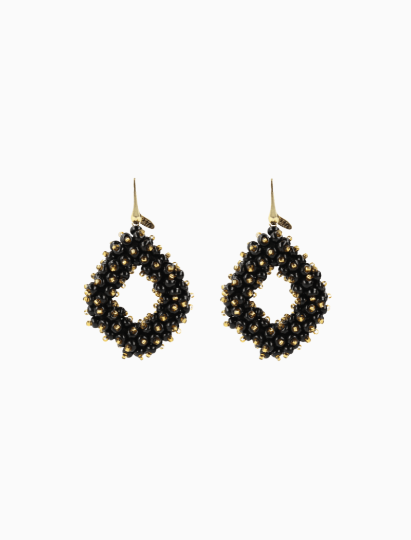 Holly black  double stones glassberry ace L earrings 