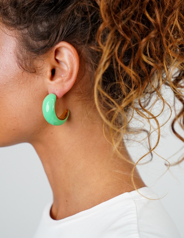 Classic Earrings Enamel Turquoise Creole