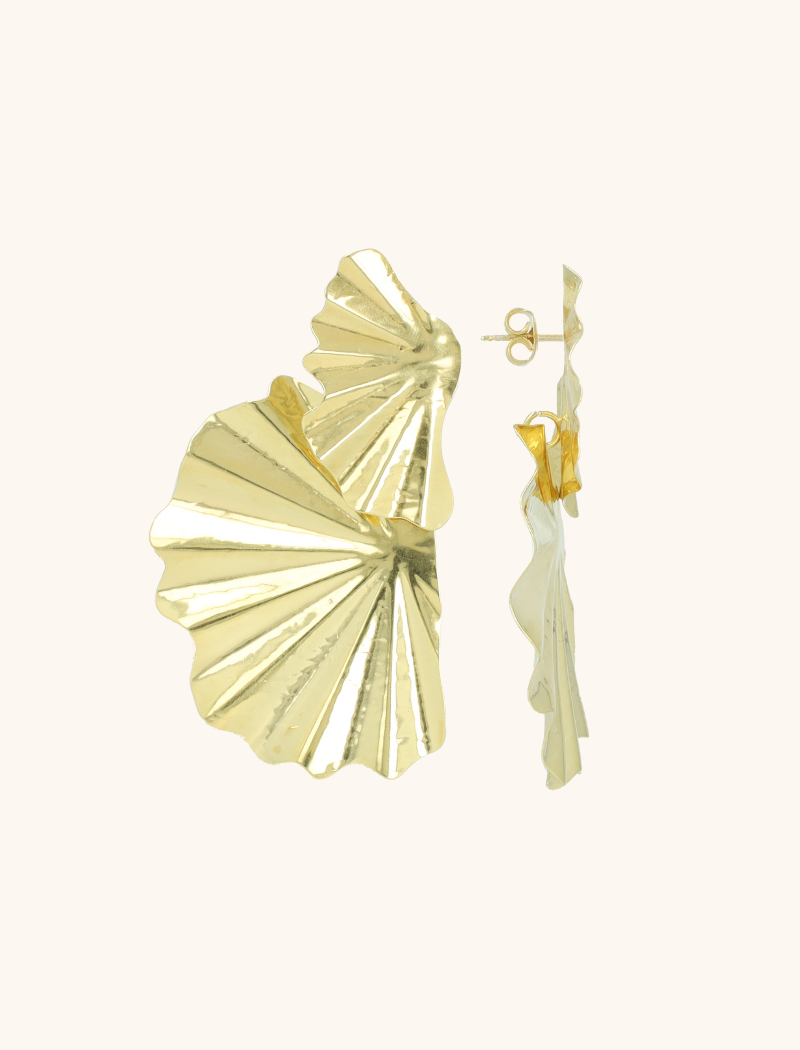Gold Oorbellen Liva Double Leaf