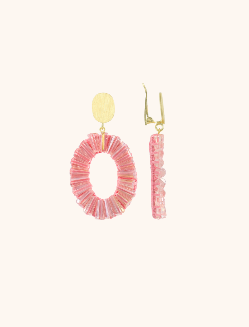 Pink Earrings Danee Oval Tube Clip