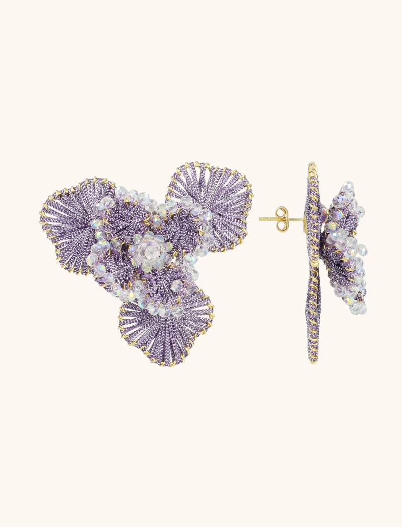 Lavendel/Kristall Ohrringe Aster Flower L  
