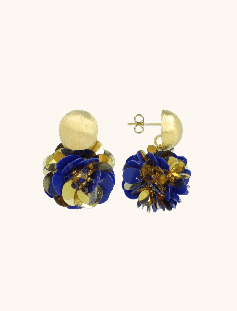 Blue Gold Colored Earrings Sequin Globe M Butterfly