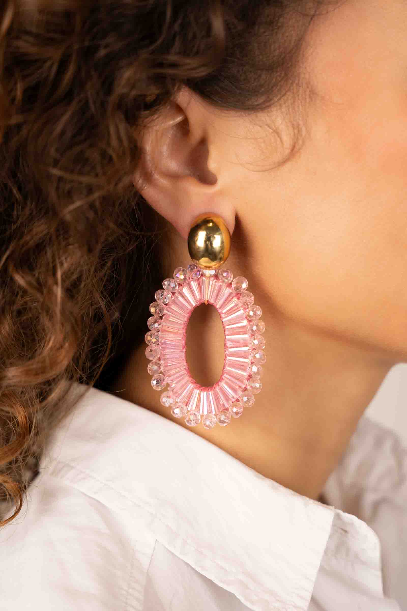 Pink Earrings Ann-Mary Oval Double