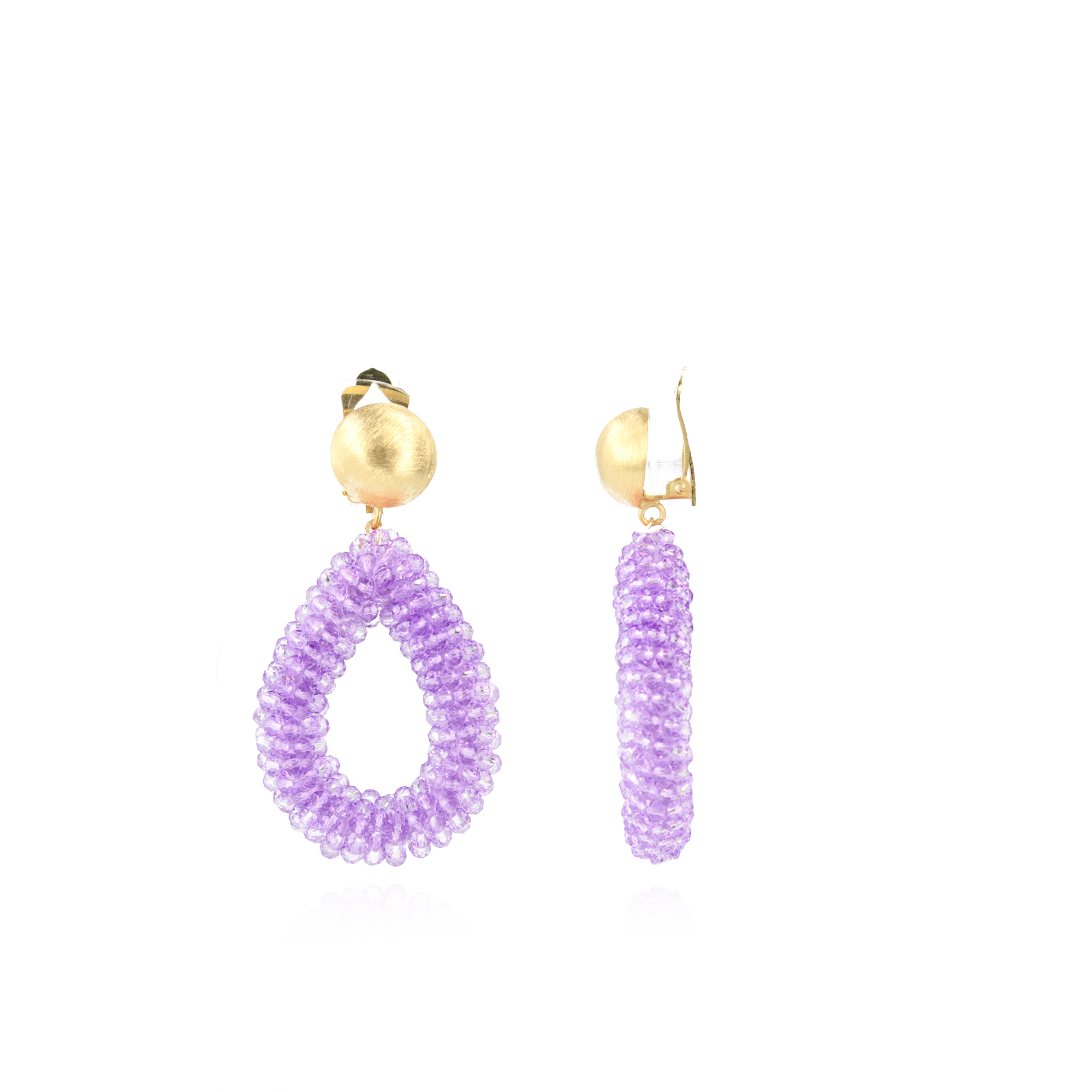 Light Purple Earrings Clip Berry Drop L
