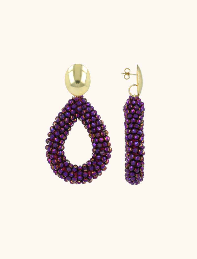 Metallic Purple Earrings Berry Drop L