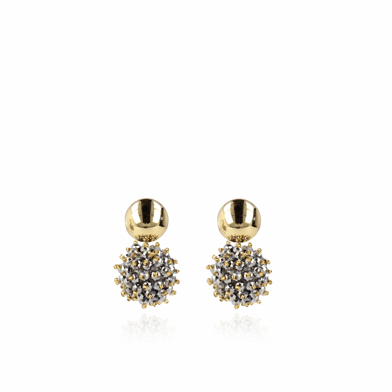 Jacky Glassberry Double Stones Globe L Silver  earrings 