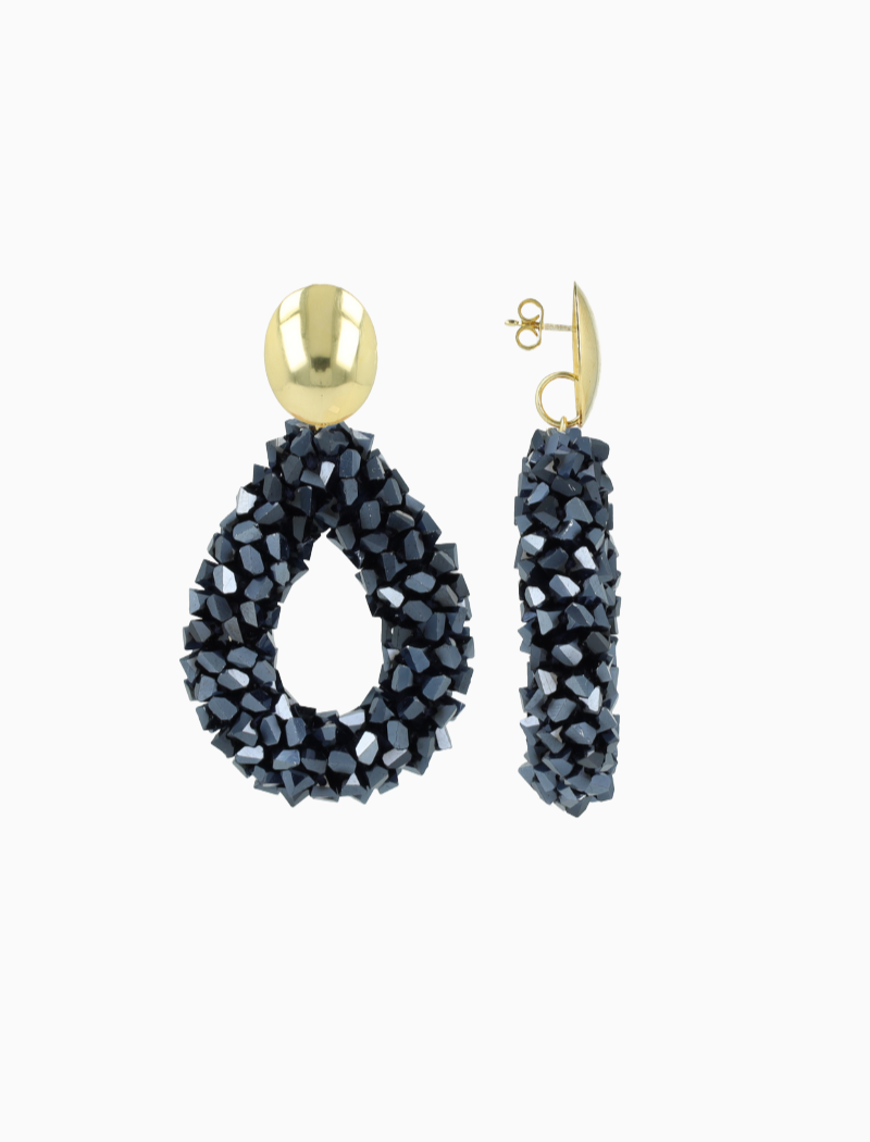 Metallic Blau Ohrringe Marieke Tropfen L Raw