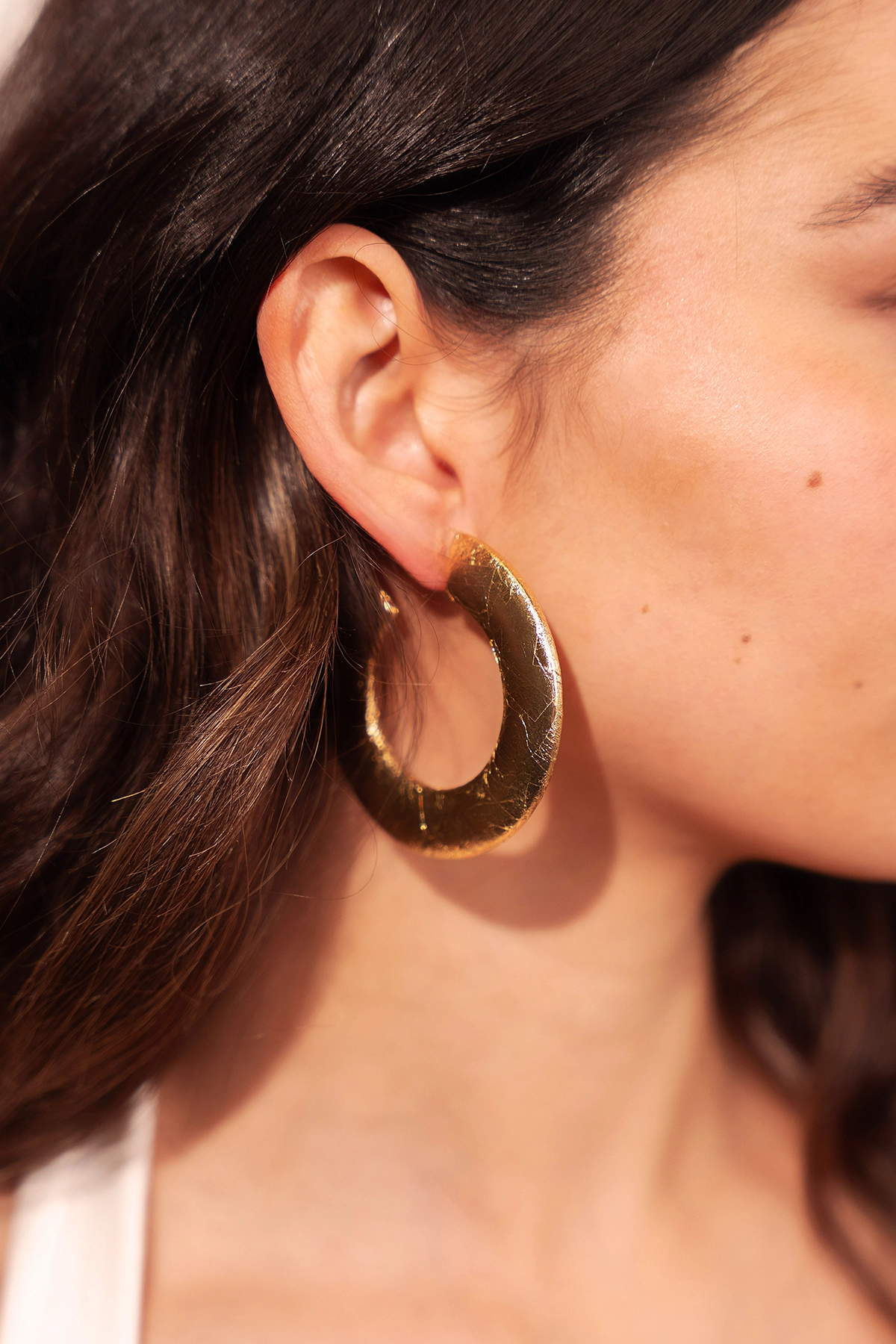 Goldfarbene Ohrringe Edith Creol Round Flat L