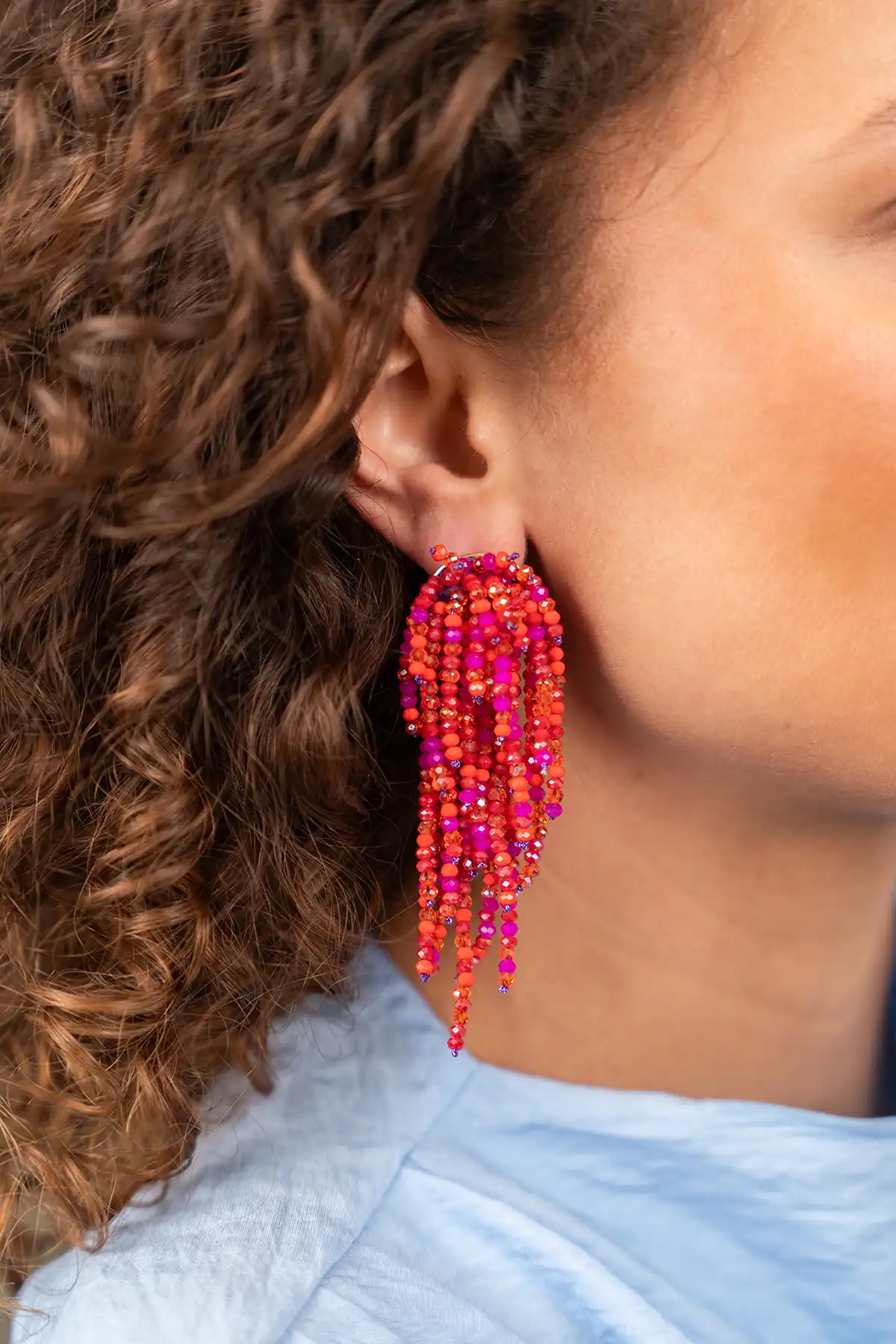 Fuchsia Oorbellen Babette Glassberry Waterfall L