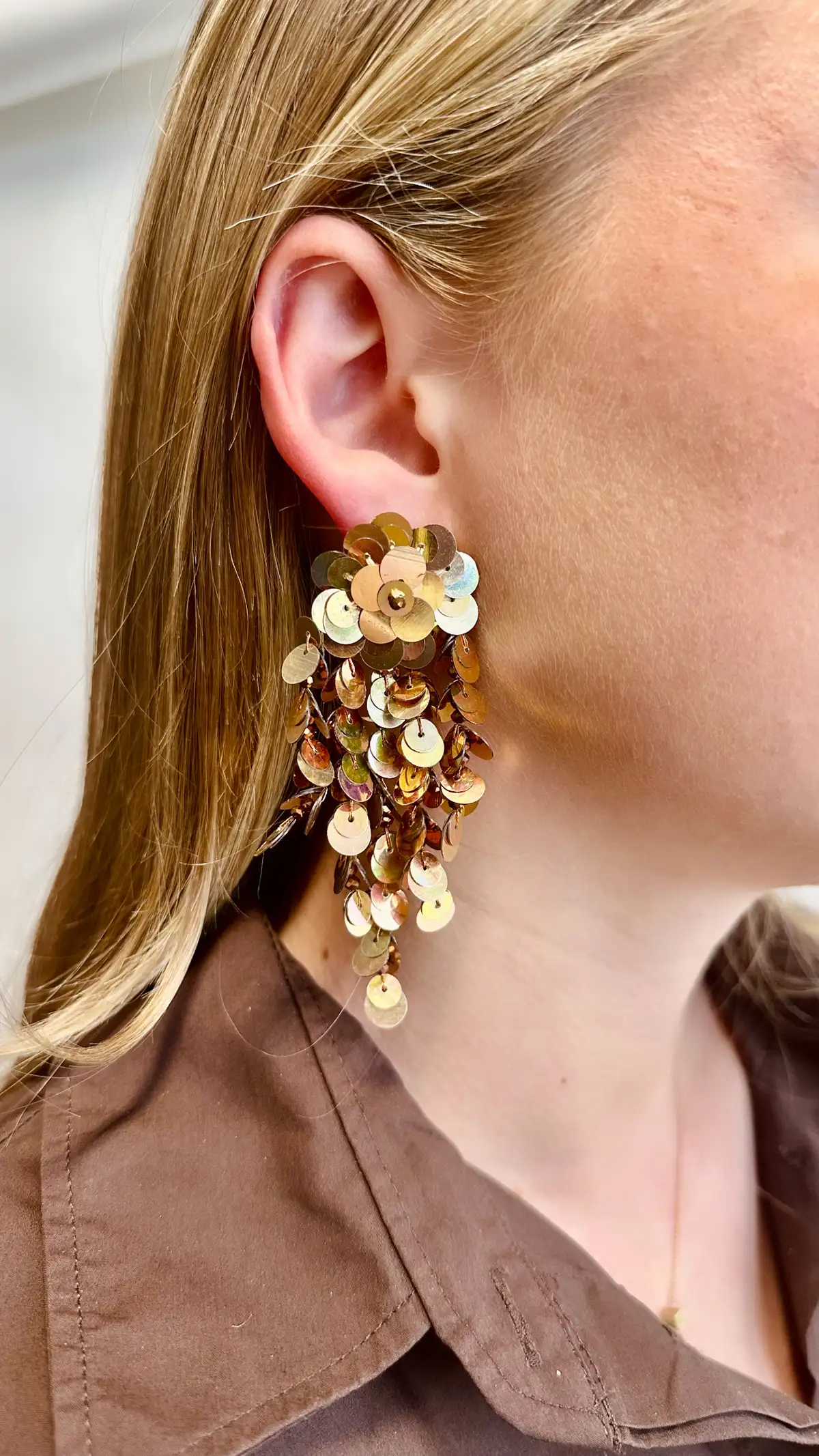 Koperen Oorbellen Annabel Sequin Wild Waterfall