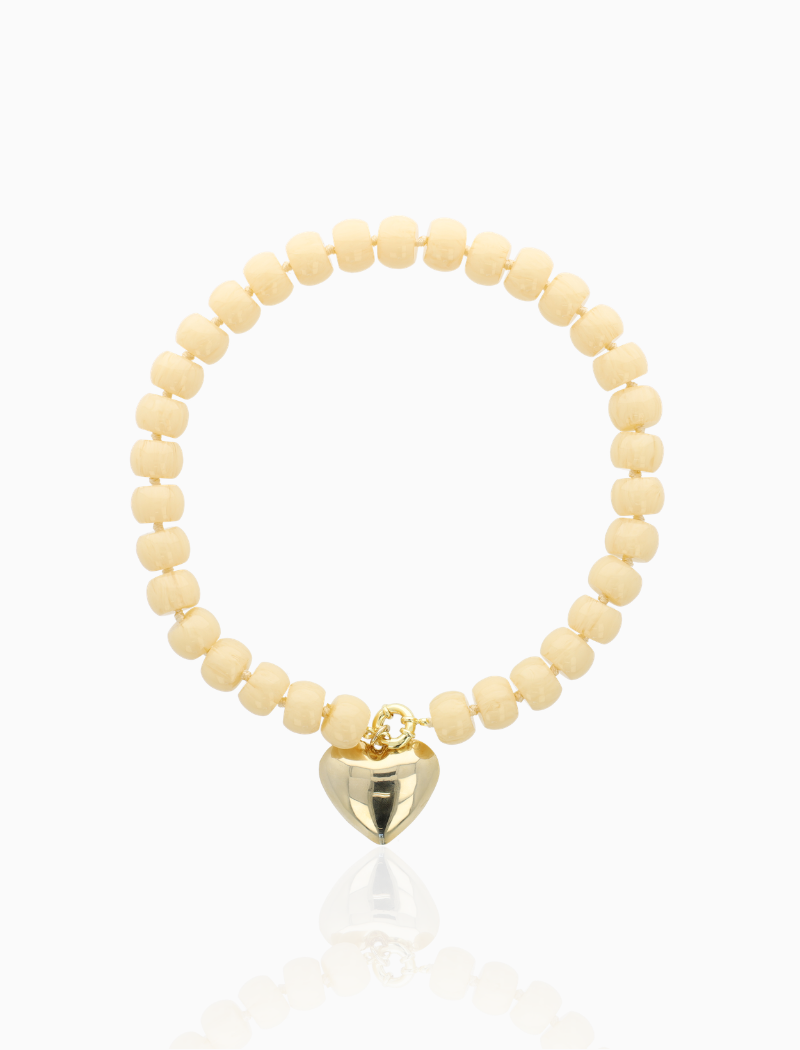 Beige Ketting Roundell Stones met Hart