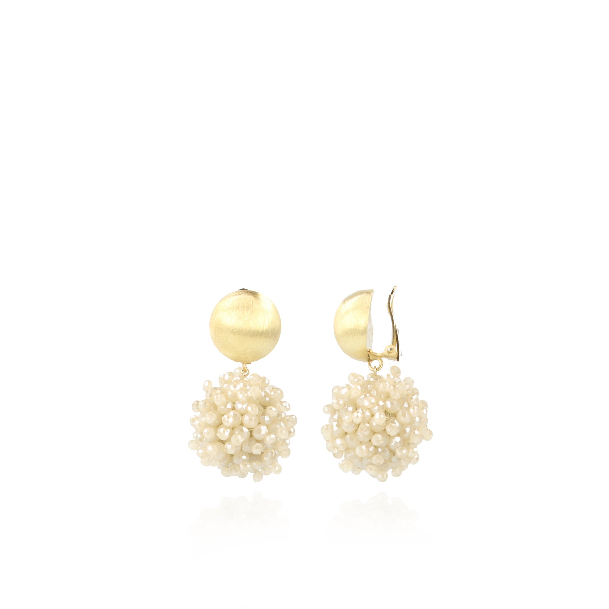 Beige Earrings Clip Louise Glassberry Globe L Double Stones Tonal