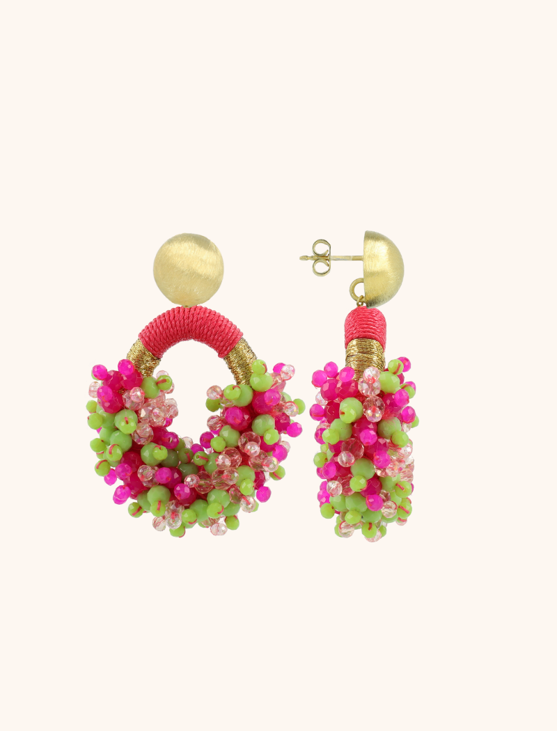 Fuchsia Lime Earrings Eve Oval M DS