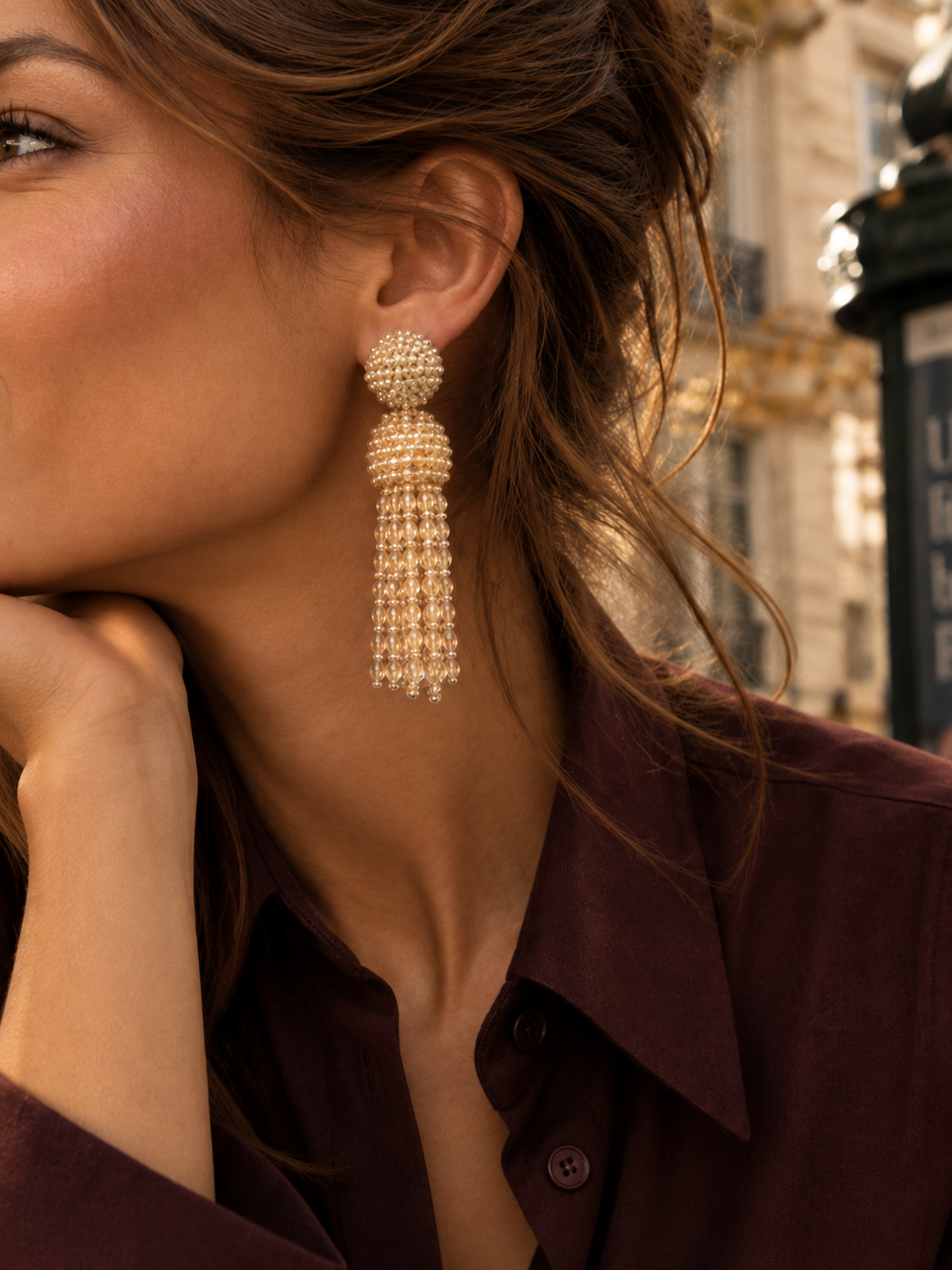 Amara – Beaded Jellyfish Oorbellen M – Champagne