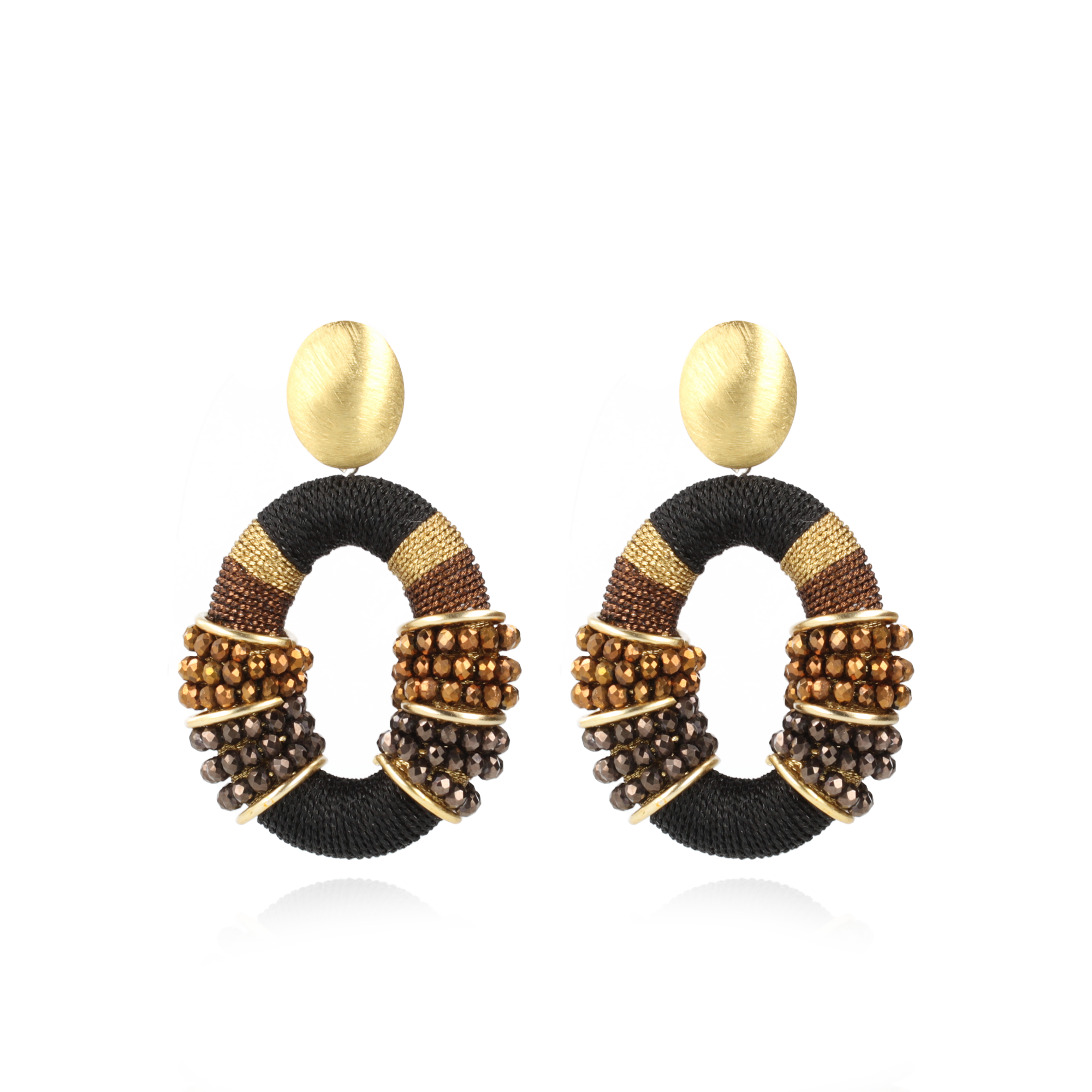 Bruine Oorbellen Combi Oval L Deluxe 