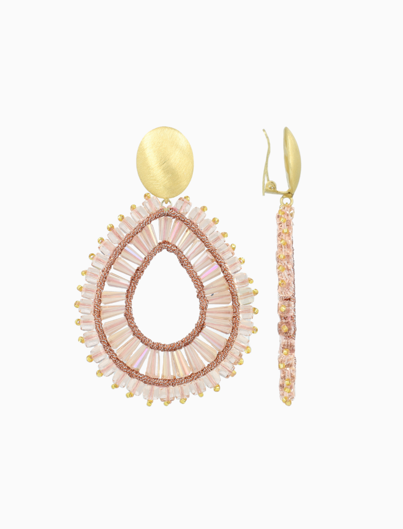 Oud Roze Oorbellen Maureen Druppel L Clip