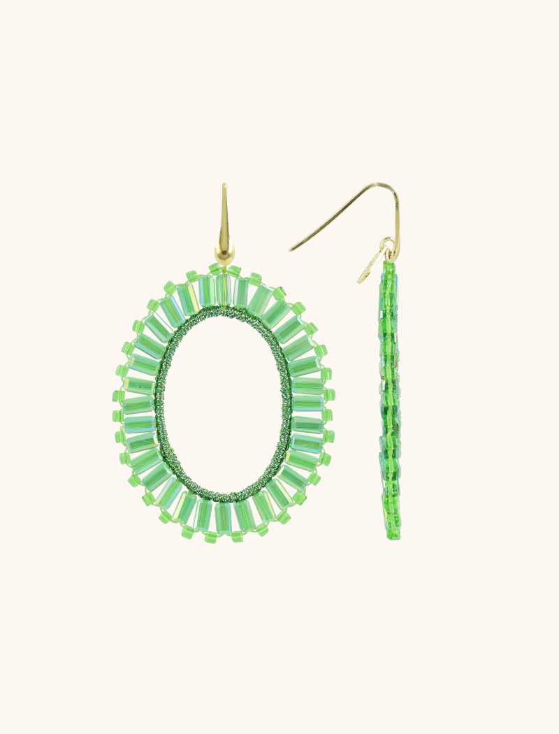 Green Earrings Tonal Naomi Oval L 