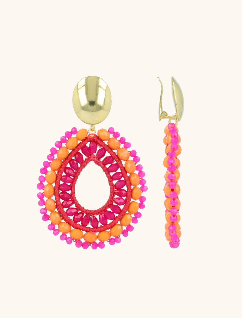 Orange Fuchsia Earrings Fox Drop L Clip